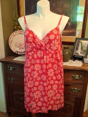 Floral Pink V-Neck Chemise with Adjustable Straps
